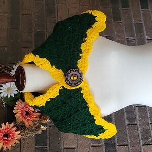 Handmade shawl, wrap,  green , yellow/gold